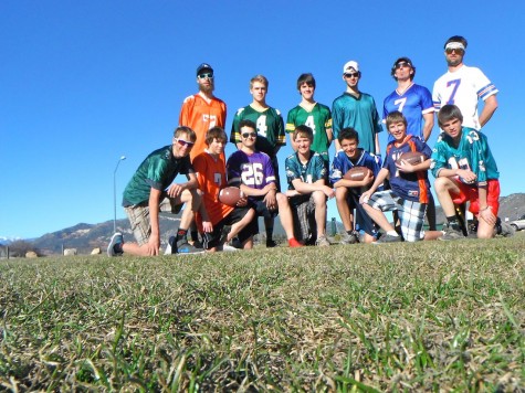 Devo U19 team poses after quite the game of American Football. Game MVP Will Berger. 