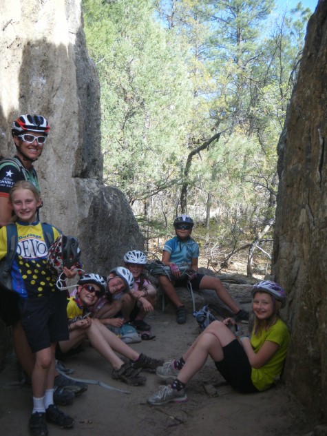 Coach Melissa and crew take shade in the sweet Sailing Hawks climbing area.