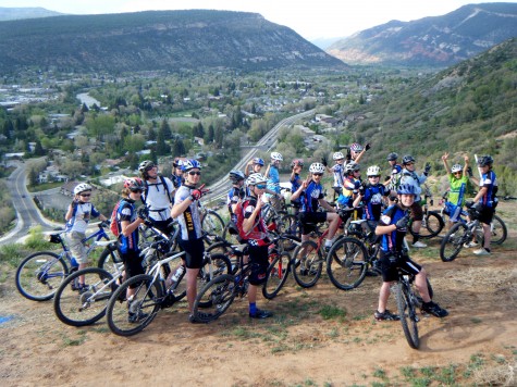 The U14 Boys Team peace's out above Chpman Hill after a preride of the 2011 Iron Horse cross country course with guest riders Chris Wherry or American road racing lore and Matt Phillips Bicycling magazines product test editor