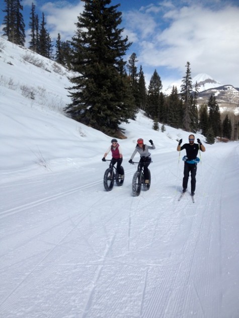 Check out the snow bikers at the Durango Nordic Center!